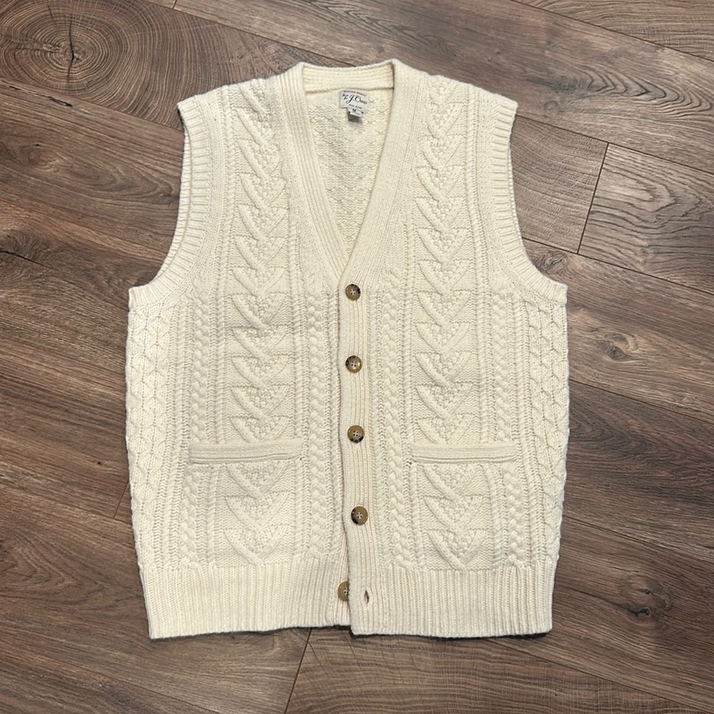 J.Crew Rugged Marino Wool Cable-knit Sweater-vest